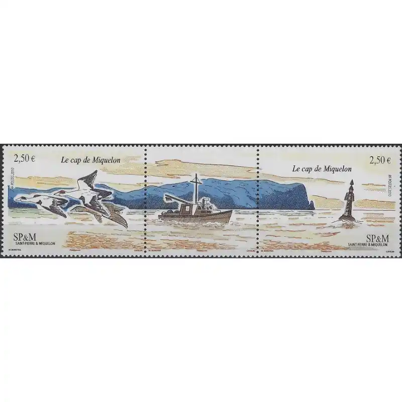 Le cap de Miquelon timbres de Saint Pierre et Miquelon N°974-975 en triptyque neuf**. Prix Promo