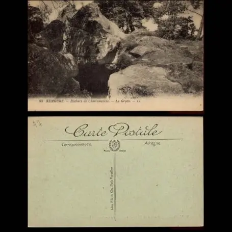 Carte postale 77 - Nemours - Rocher de Chaintreauville - La grotte Édition Limitée