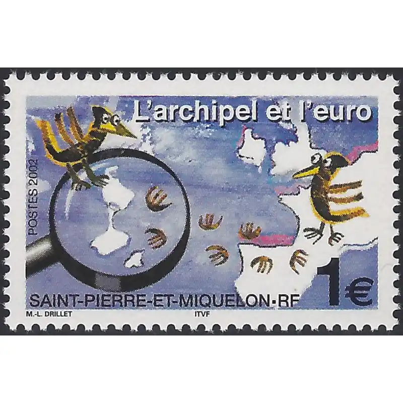 Prix Cassé L'archipel et l'euro timbre de Saint Pierre et Miquelon N°773 neuf**.