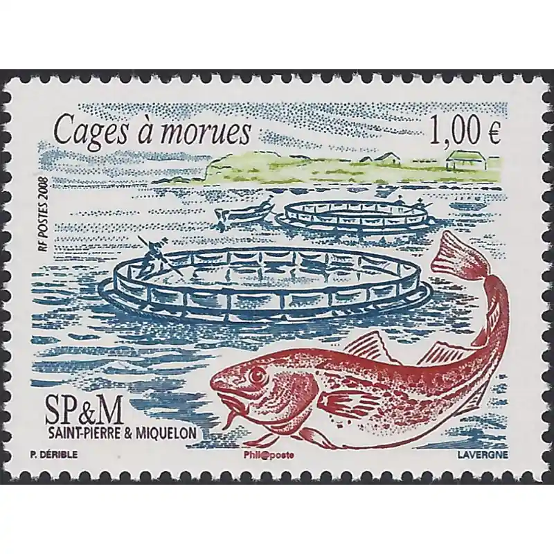 Authentique Cages à morues timbre de Saint Pierre et Miquelon N°953 neuf**.