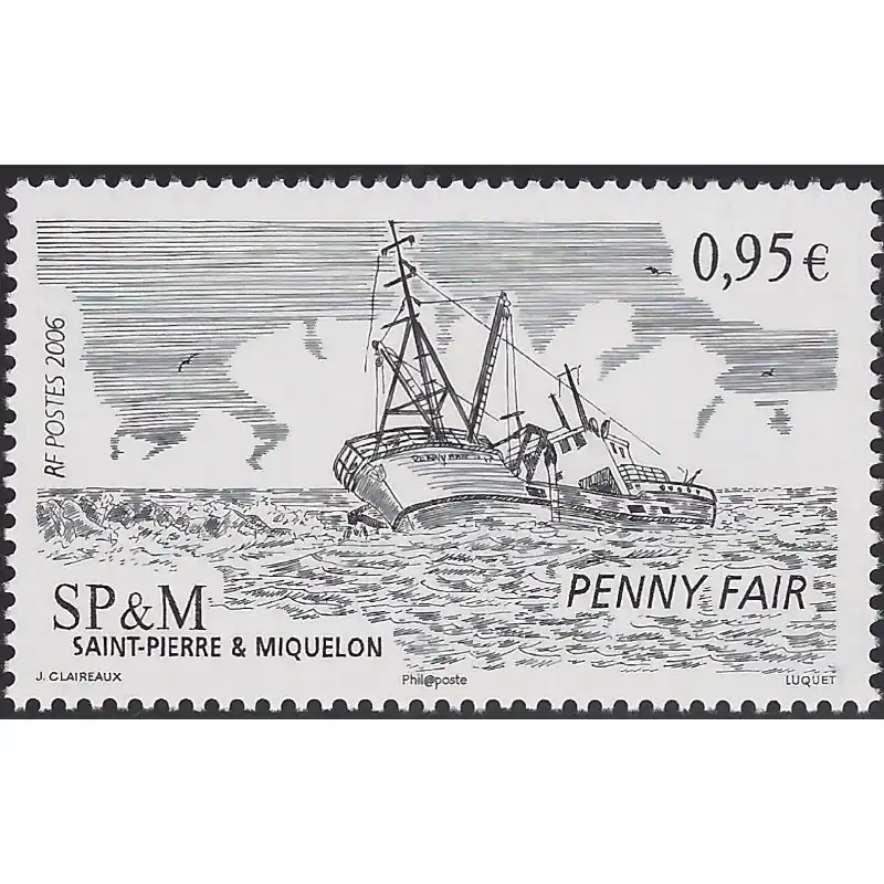 Promotion Saisonnière Bateau naufragé, le Penny Fair timbre de Saint Pierre et Miquelon N°875 neuf**.