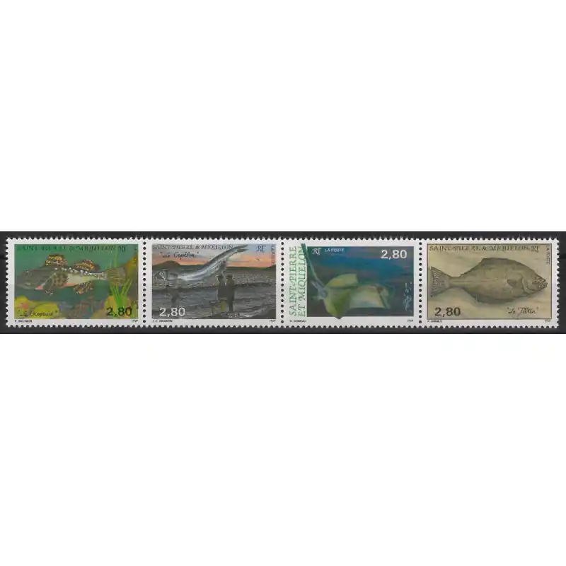 Authentique Les poissons timbres de Saint Pierre et Miquelon N°580-583 série neuf**.