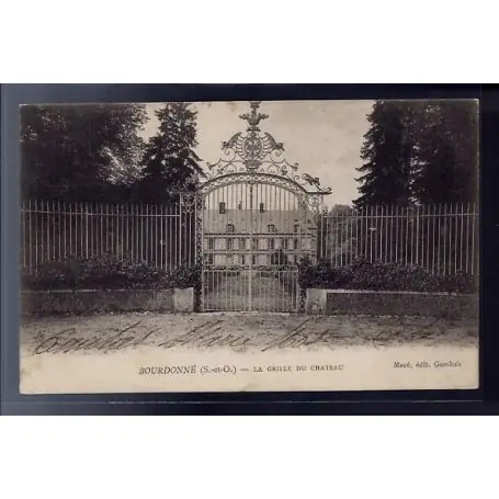 Carte postale 78 - Bourdonne - la grille du chateau - Voyage - Dos non divise Fait Main