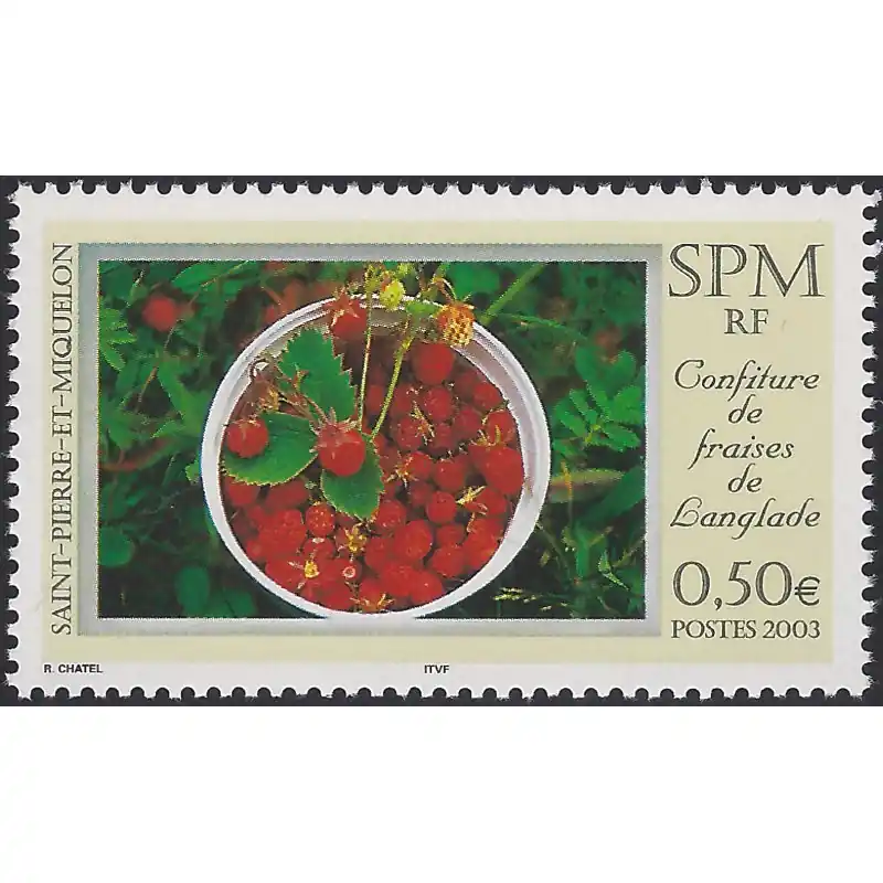 Offre Du Jour Confiture de fraises timbre de Saint Pierre et Miquelon N°807 neuf**.