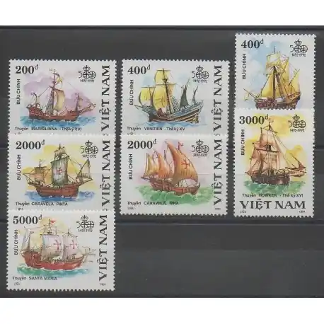 Vietnam - 1991 - No 1183/1189 - Christophe Colomb - Bateaux Prix Cassé