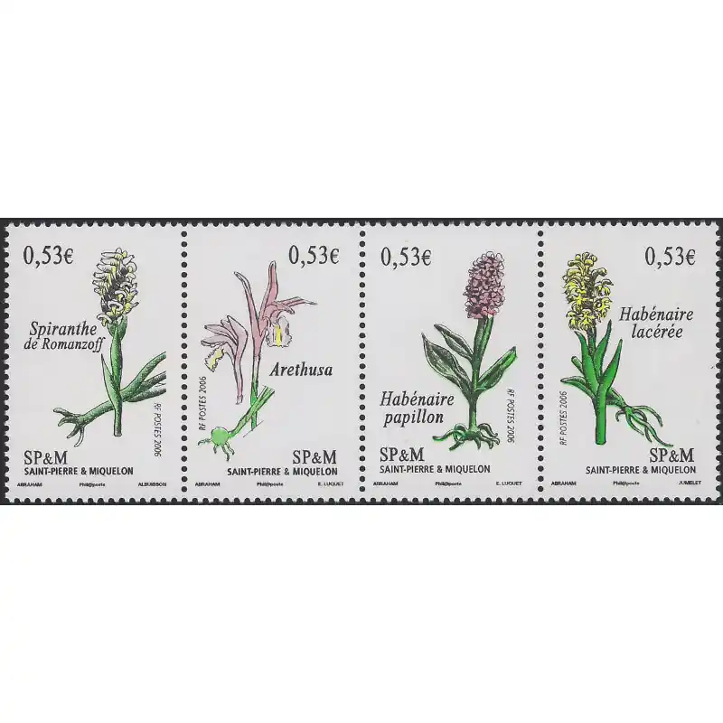 Les orchidées timbres de Saint Pierre et Miquelon N°871-874 série neuf**. Soldes