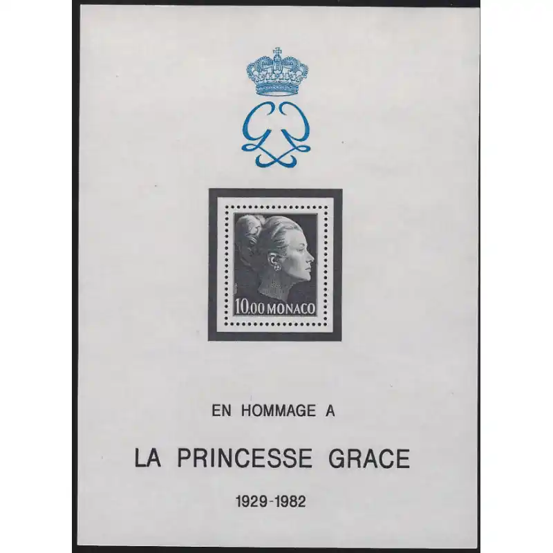 Monaco bloc-feuillet de timbres N°24 Princesse Grace neuf**. Super Prix