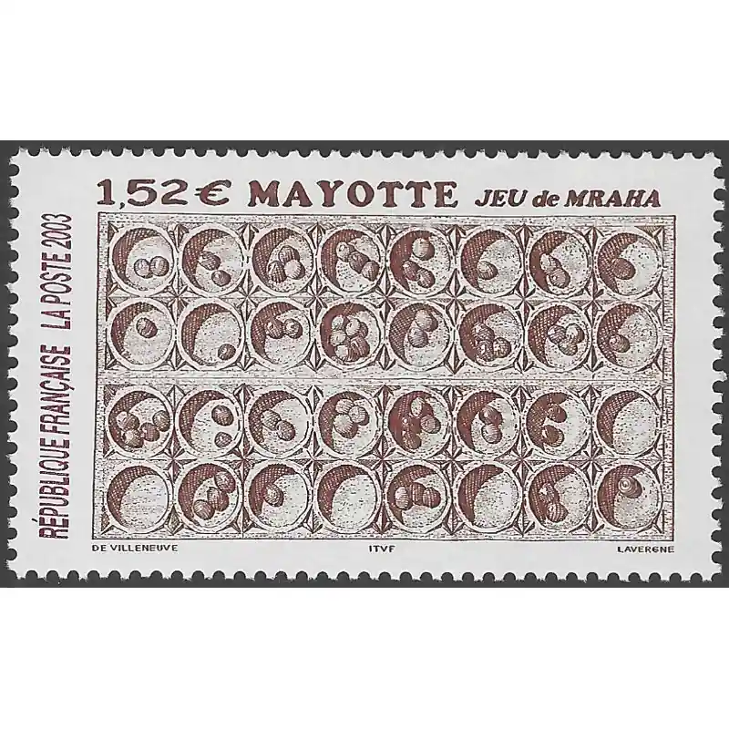 Jeu de Mraha timbre de Mayotte N°145 neuf**. Offre Limitée