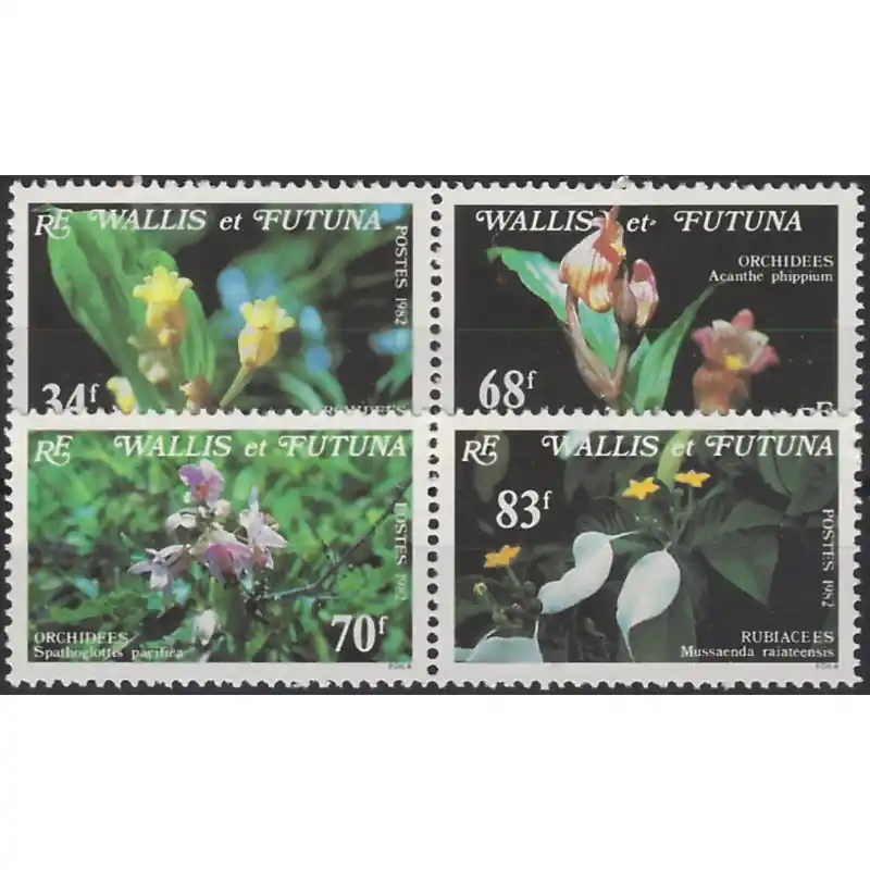 Orchidées timbres Wallis et Futuna N°286-289 série neuf**. Top Qualité
