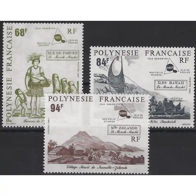 Le monde Maohi timbres Polynésie Française N°379-381 série neuf**. Top Vente