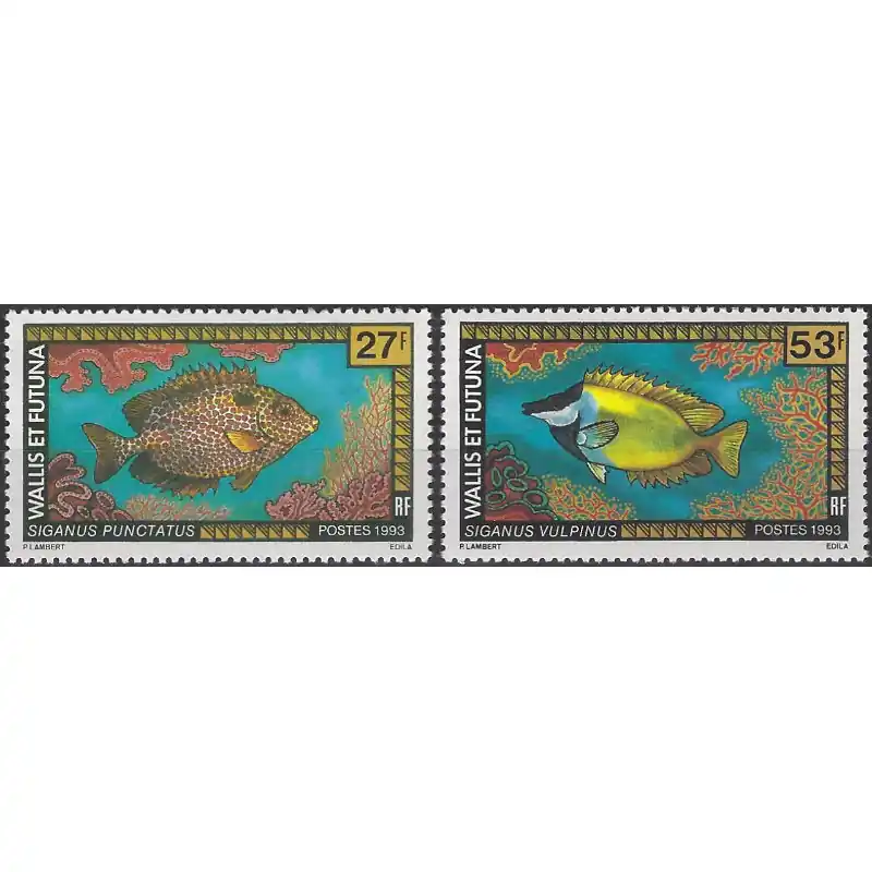 Prix Promo Poissons timbres Wallis et Futuna N°457-458 série neuf**.