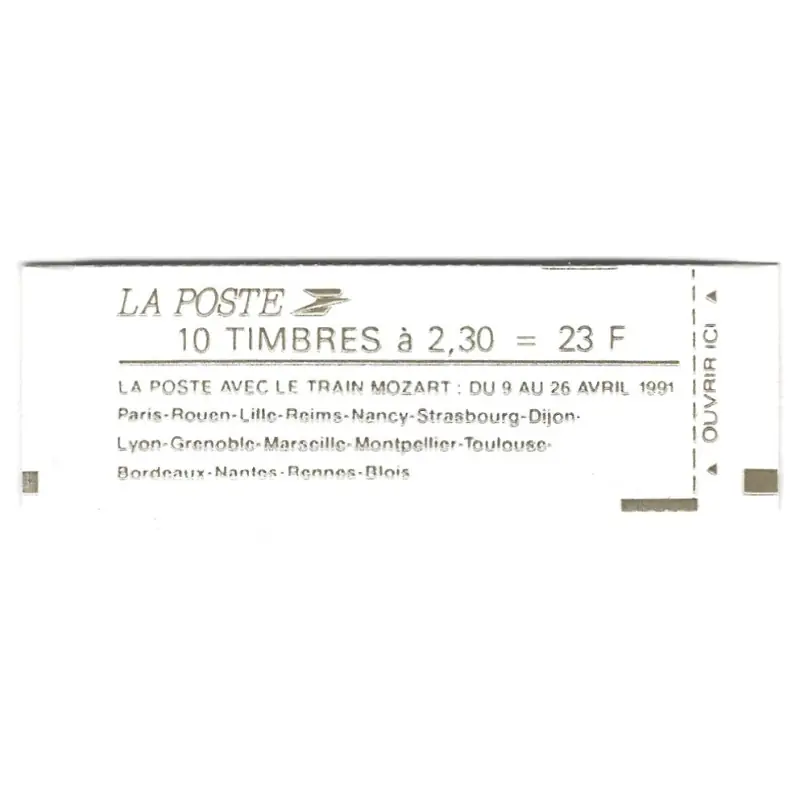 Pas Cher Carnet de 10 timbres Marianne de Briat - Le train Mozart variété 2614-C11a.