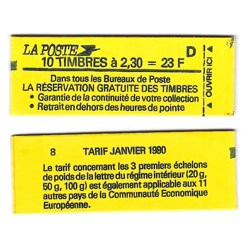 Carnet de 10 timbres type Marianne de Briat 2614-C2. Édition Limitée