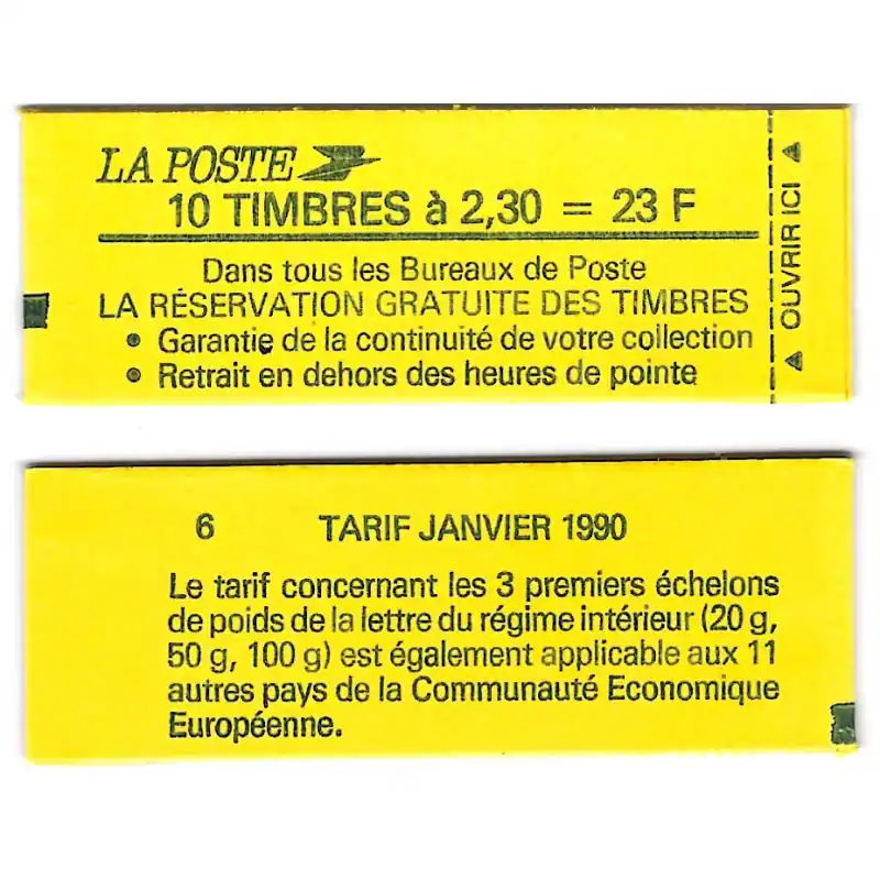 Meilleure Qualité Carnet de 10 timbres type Marianne de Briat 2614-C1A.