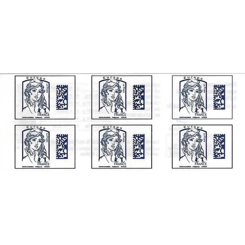 Carnet de 6 timbres Marianne Datamatrix bleu N°1216A-C2. Jusqu’à Épuisement Des Stocks