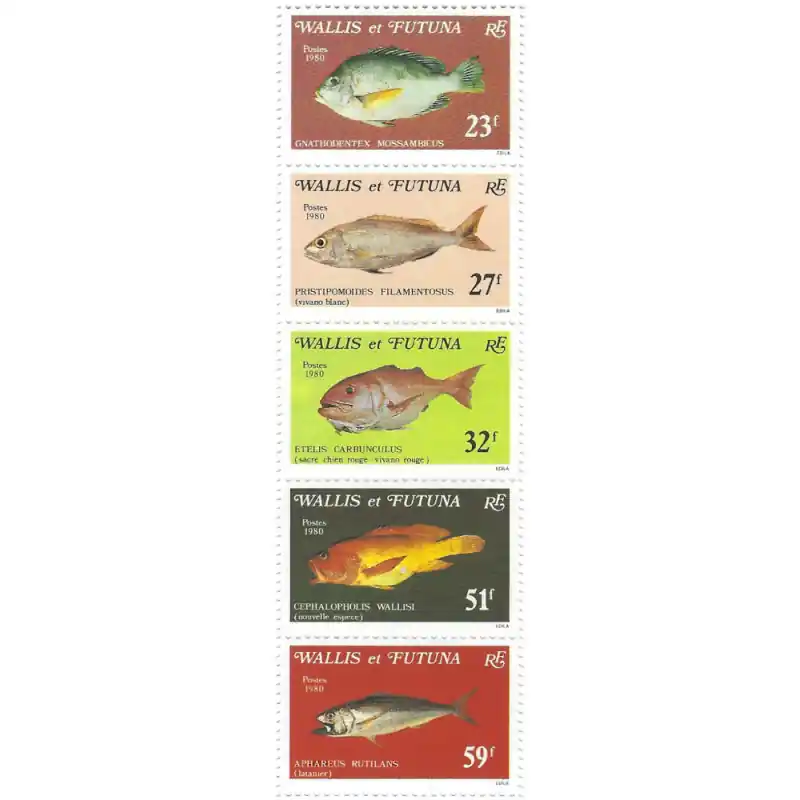 Prix Choc Poissons des grands fonds timbres Wallis et Futuna N°259-263 série neuf**.