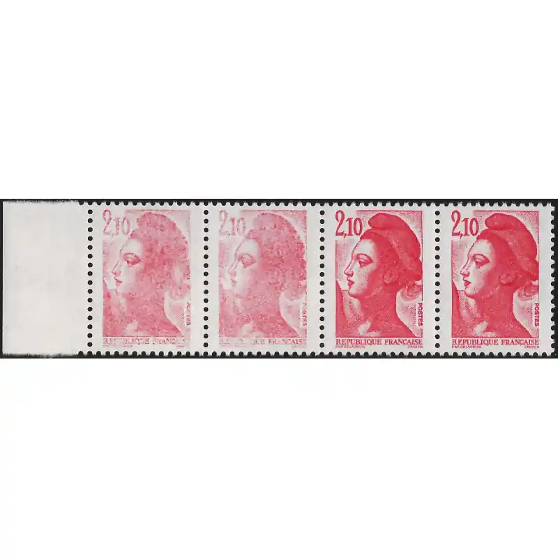 Marianne de Liberté timbre N°2319 variété impression dépouillée dans une bande de 4 neuf**. R Pas Cher