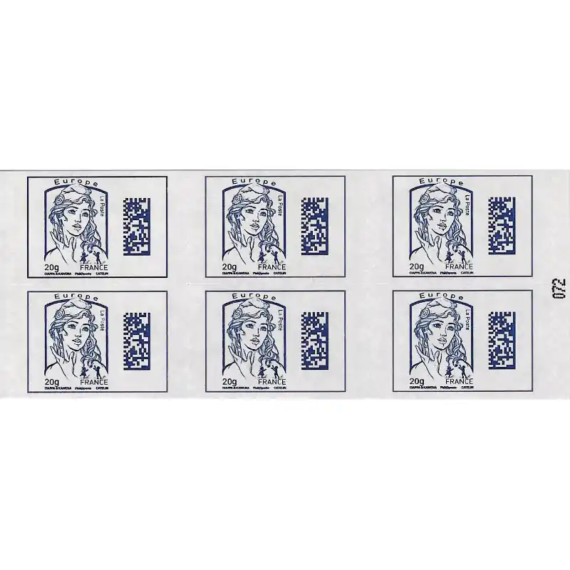 Carnet de 6 timbres Marianne Datamatrix bleu N°1176A-C1. Vente Flash
