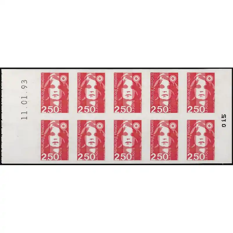 Carnet de 10 timbres Marianne de Briat variété N°2720-C2a. Nouveauté