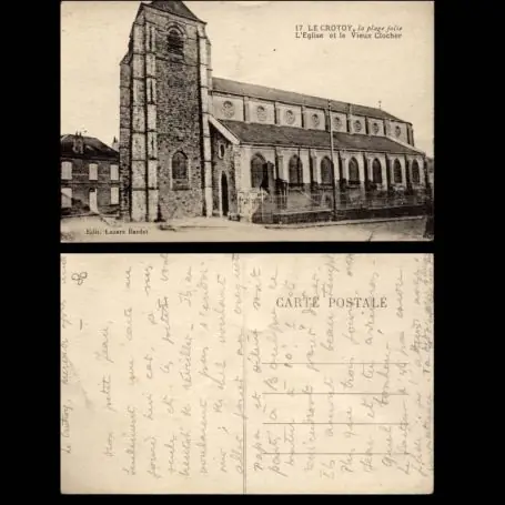 Carte postale 80 - Le Crotoy - La plage jolie - Eglise et Vieux Clocher Top Vente