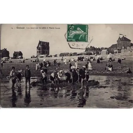 Promotion Carte postale 80 - Onival - Les jeux sur le sable a Maree Basse - Voyage - Dos divise