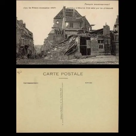 Offre Spéciale Carte postale 80 - roye - Hotel de ville mine par les allemands