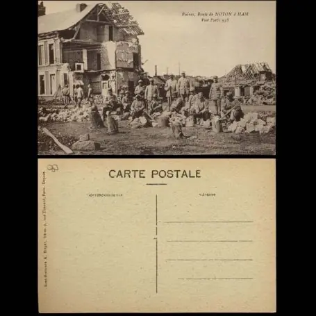 Carte postale 80 - Ruines - Route de Noyon a Ham Haute Qualité