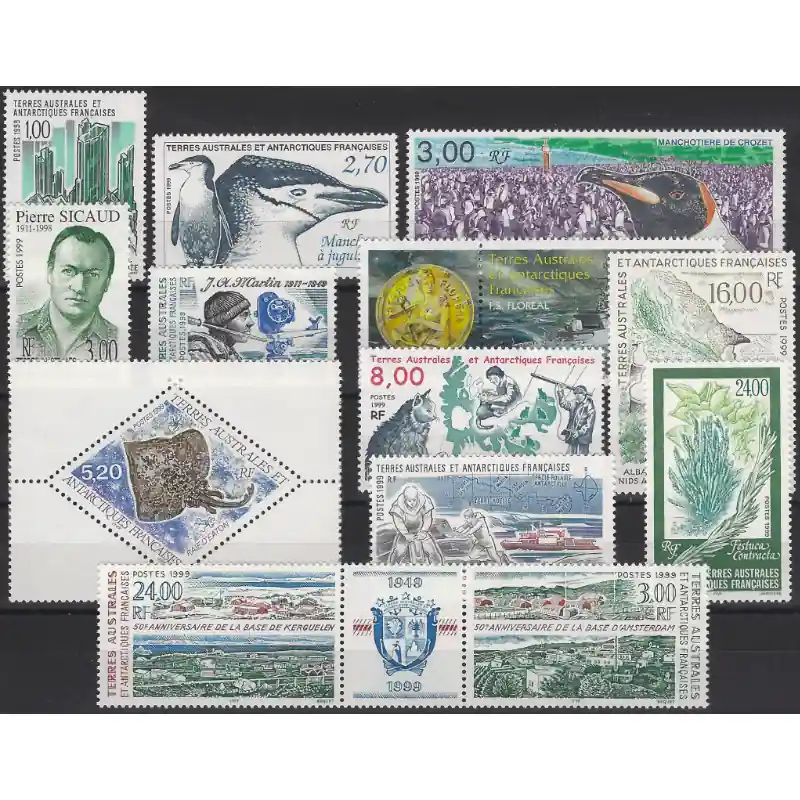 Timbres de T.A.A.F. année complète 1999 neuf**. Vente Directe