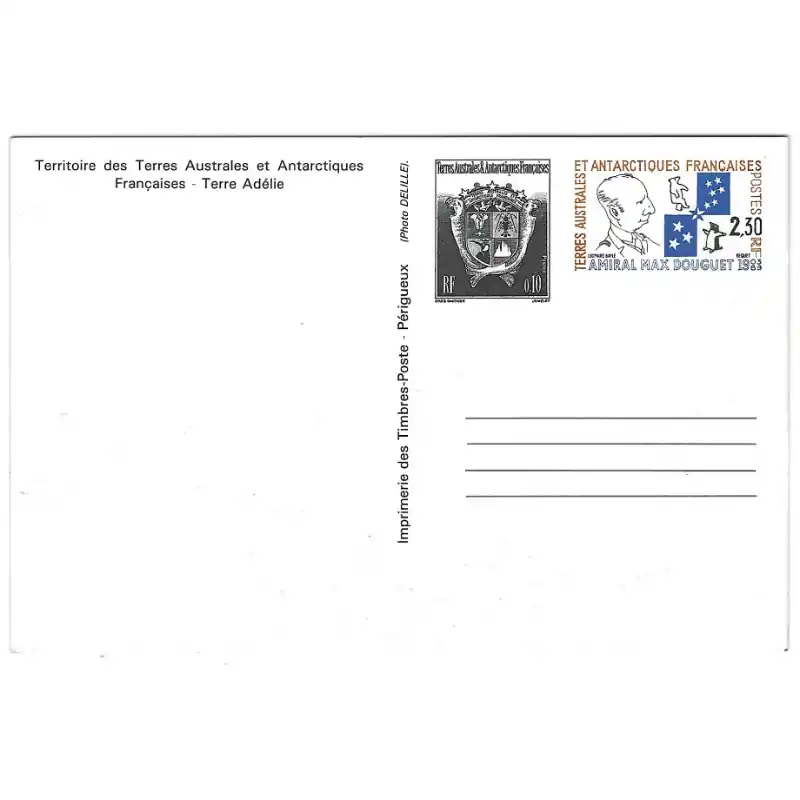 Amiral Max Douguet carte postale de T.A.A.F. N°2 neuf. Prix Bas