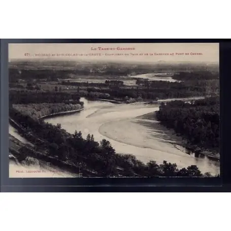 Artisanat Carte postale 82 - Moissac et St Nicolas-de-la-Grave - Confluent du Tarn et de la Garonne