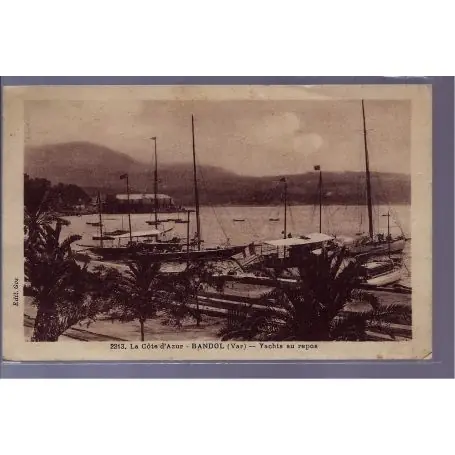 Carte postale 83 - Bandol - Yachts au repos - Voyage - Dos divise Réduction