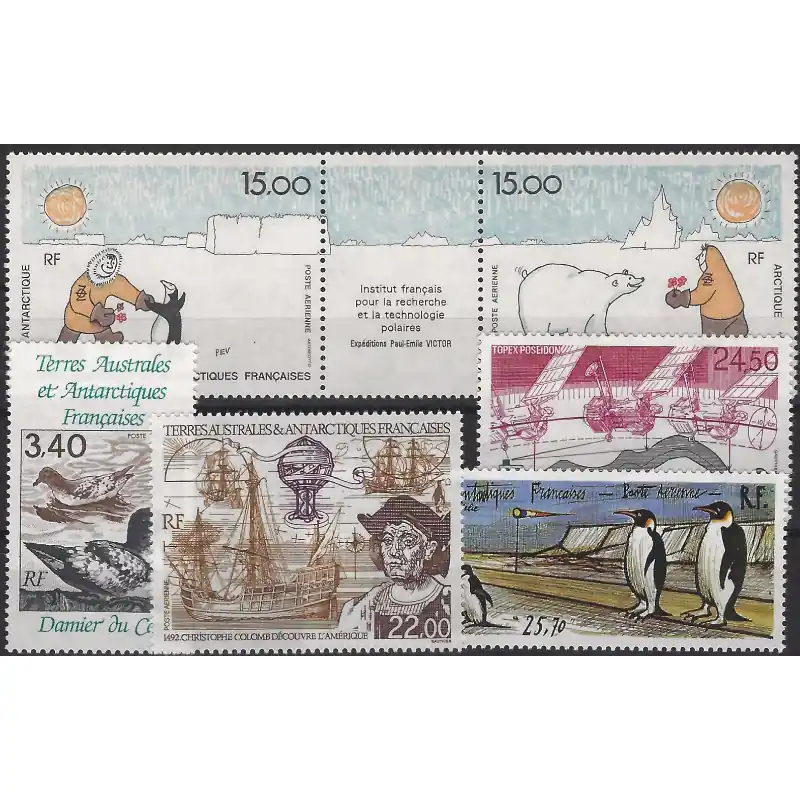 Timbres T.A.A.F. poste aérienne N°119-124 série neufs**. Seulement Aujourd’hui