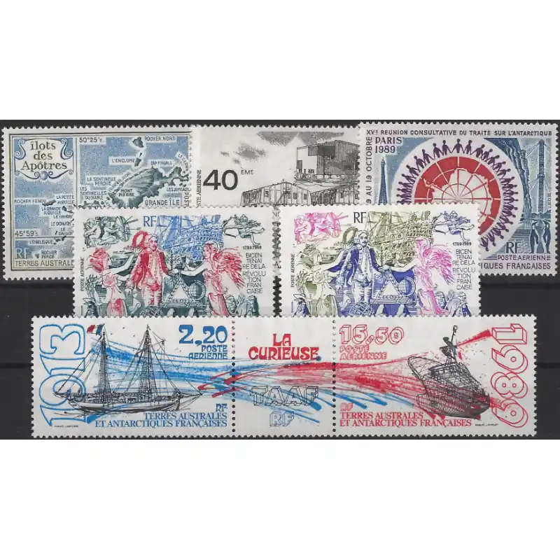 Timbres T.A.A.F. poste aérienne N°103-109 série neufs**. Certifié