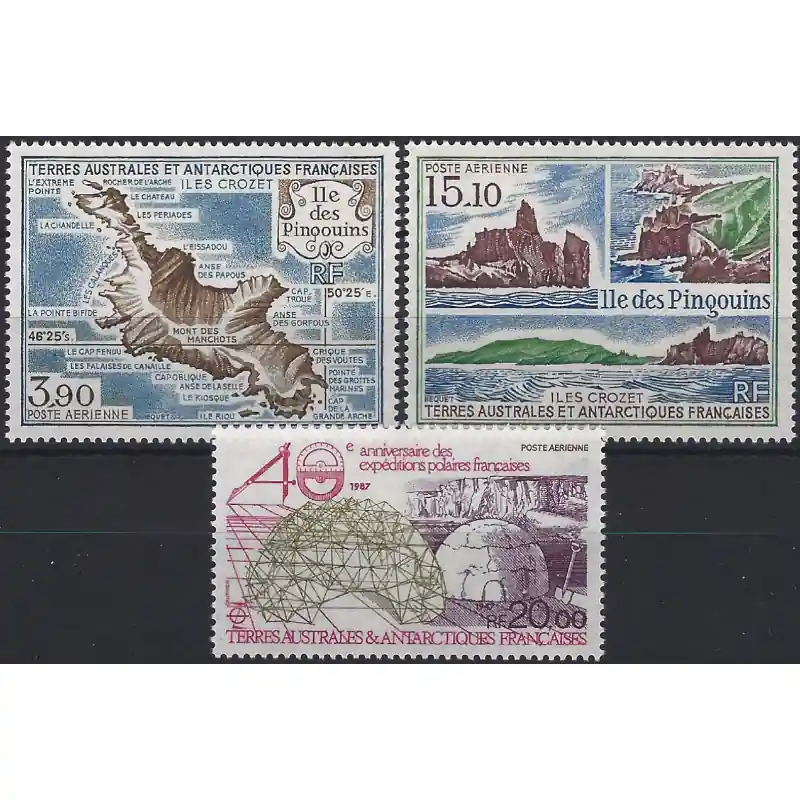 Top Vente Timbres T.A.A.F. poste aérienne N°100-102 série neufs**.