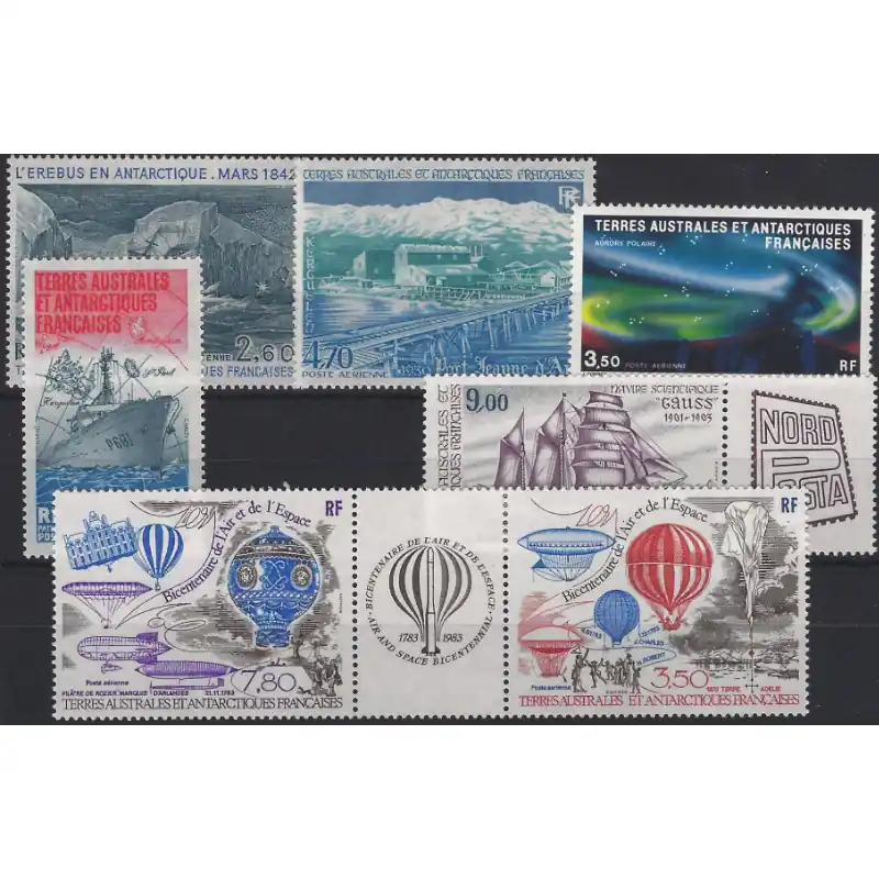 Jusqu’à Épuisement Des Stocks Timbres T.A.A.F. poste aérienne N°79-85 série neufs**.