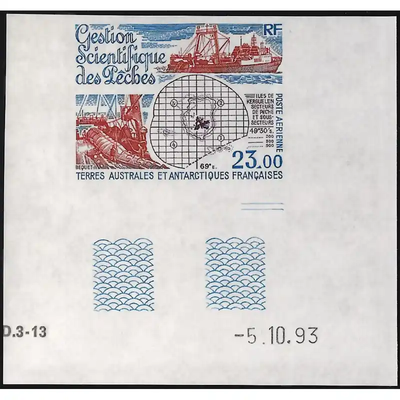 Populaire Gestion scientifique des pêches timbre T.A.A.F. poste aérienne N°130 non dentelé neuf**.