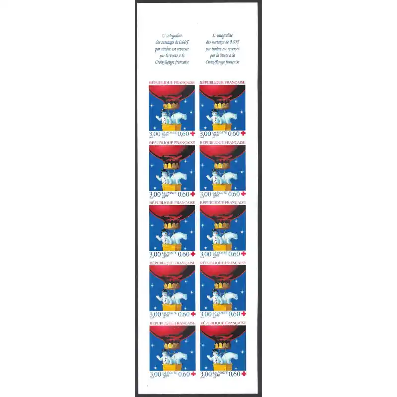 Carnet de timbres Croix-Rouge 1996 non dentelé neuf**. Solde