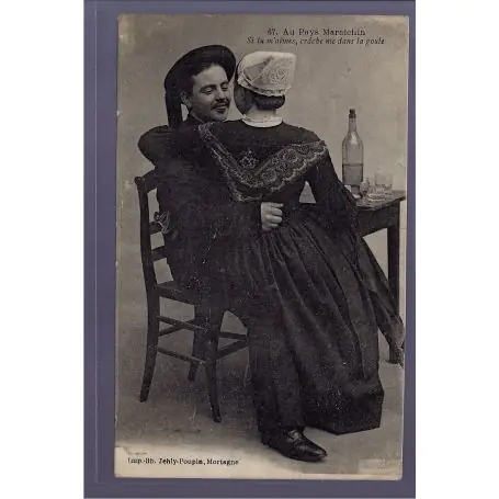 Meilleure Vente Carte postale 85 - Au pays Maraichin - couple assis sur une chaise autour d'une table - V