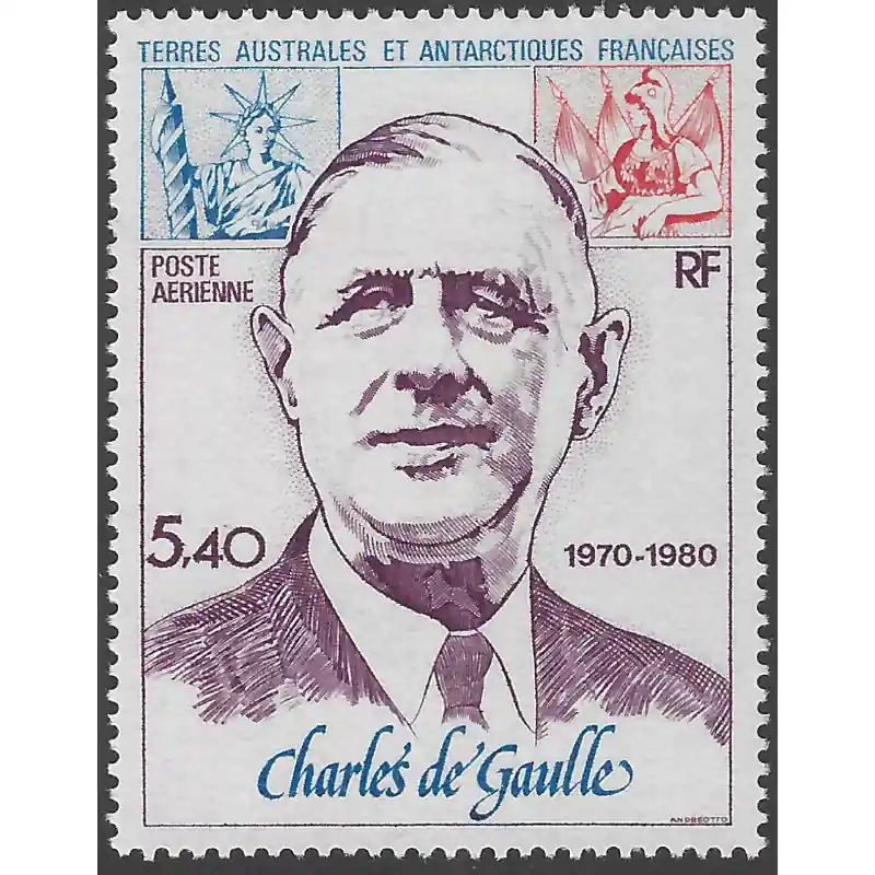 Acheter Direct Général de Gaulle timbre T.A.A.F. poste aérienne N°61 neuf**.
