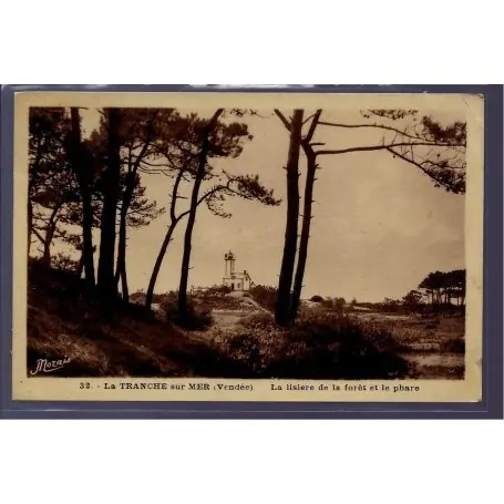 Carte postale 85 - La Tranche-sur-mer - la lisiere de la foret et le phare - Voyage - Dos Produit De Marque