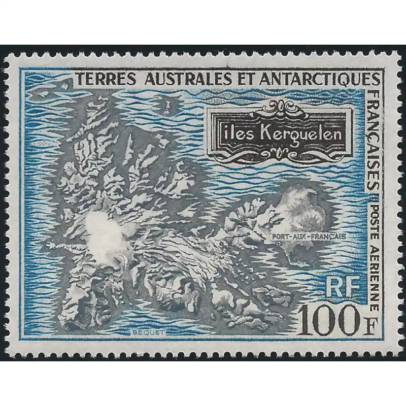 Cartes des îles Kerguelen T.A.A.F. poste aérienne N°20 neuf**. Paiement Sécurisé