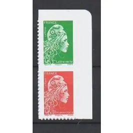 Timbre de collection France - Autoadhsif 1653 Paire Verticale V+R Issu du Carnet Tendance