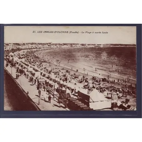 Carte postale 85 - Les Sables-d 'Olonne - la plage a maree haute - Non voyage - Dos divis Original