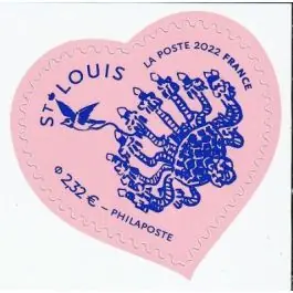 Timbre de collection France - Autoadhsif 2098 Cœur Saint Louis "rose" Prix Bas