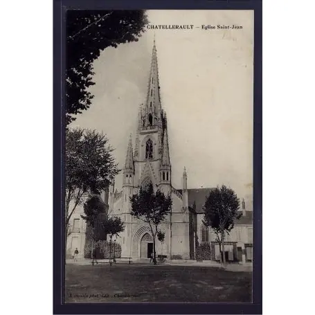 Carte postale 86 - Chatellerault - Eglise St-Jean - Voyage - Dos divise Commande En Gros