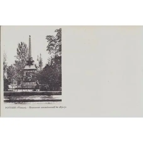 Carte postale 86 - Poitiers - Monument 1870/71 - Dos non divise Soldes