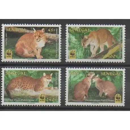 Nouveauté Sénégal - 1997 - No 1275/1278 - Chats - Espèces menacées - WWF