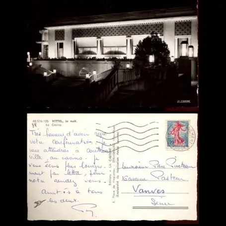 Marque Carte postale 88 - Vittel - Le casino la nuit - CPSM