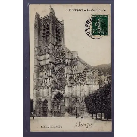 Carte postale 89 - Auxerre - la Cathedrale - Voyage - Dos divise Acheter Direct