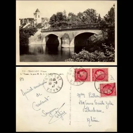 Livraison Express Carte postale 89 - Cravant - L'Yonne Le pont RN 6 L'eglise